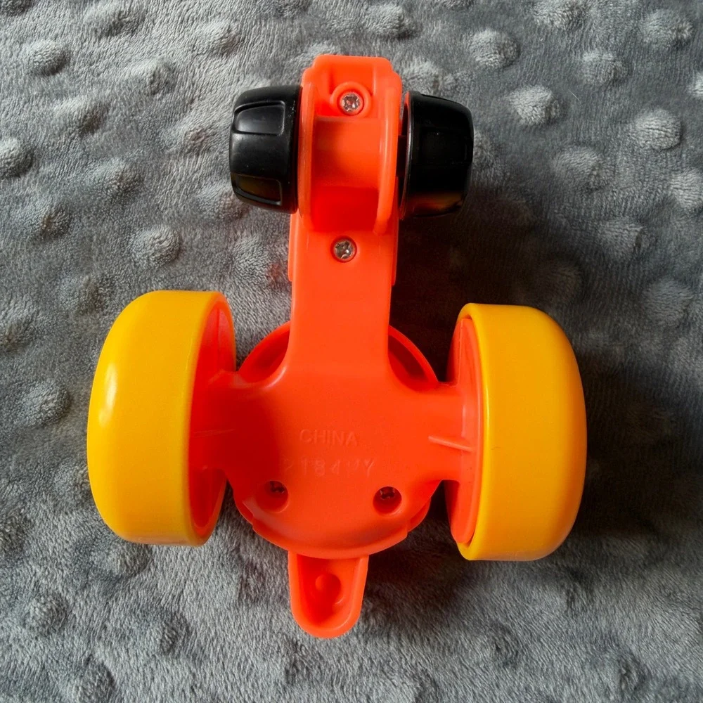 Vintage Orange Plastic Toy Tractor with Yellow Wheels and Rear Hitch Replacement